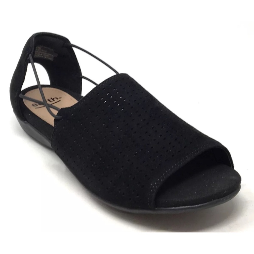 Earth Sandals Alder Abra Women's Black Comfort Shoes suede perforated size 8
